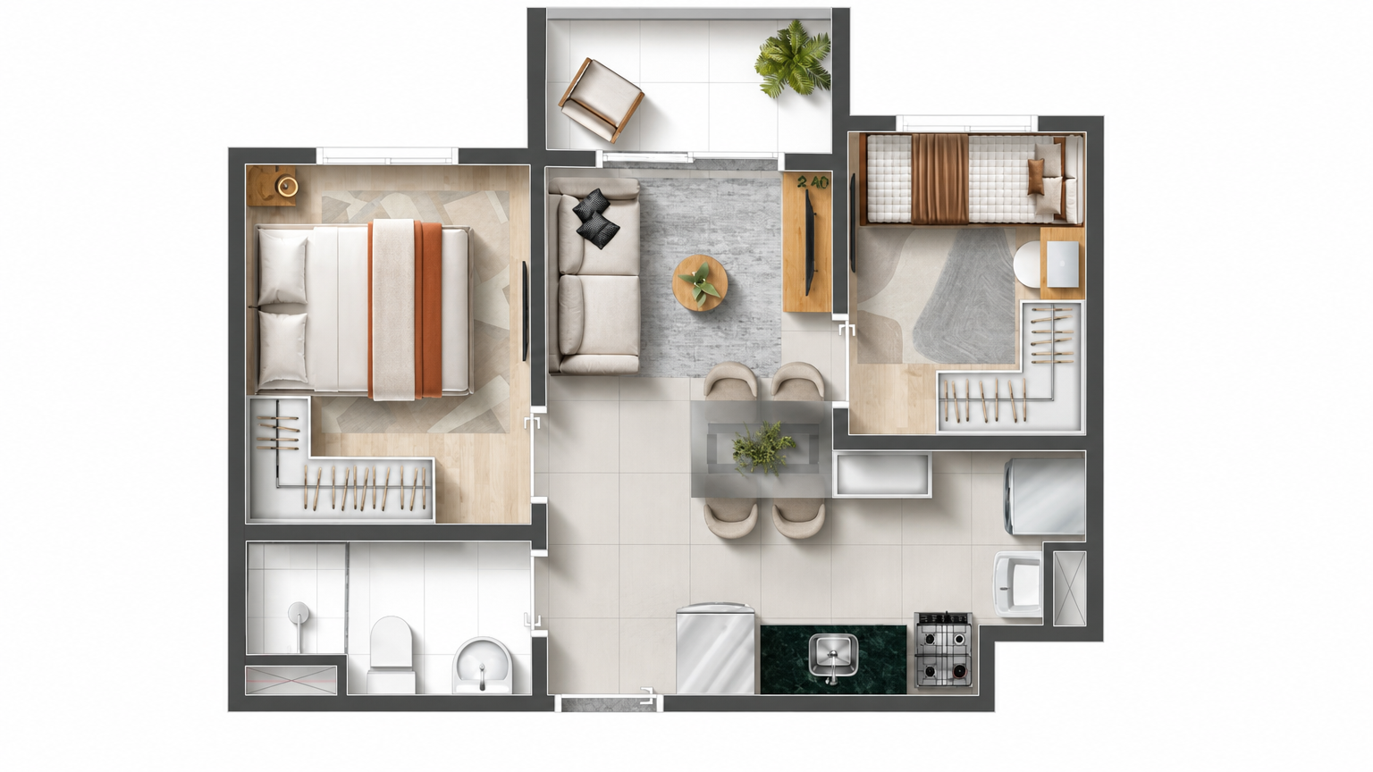 Planta 37,2 m² History Atlântica