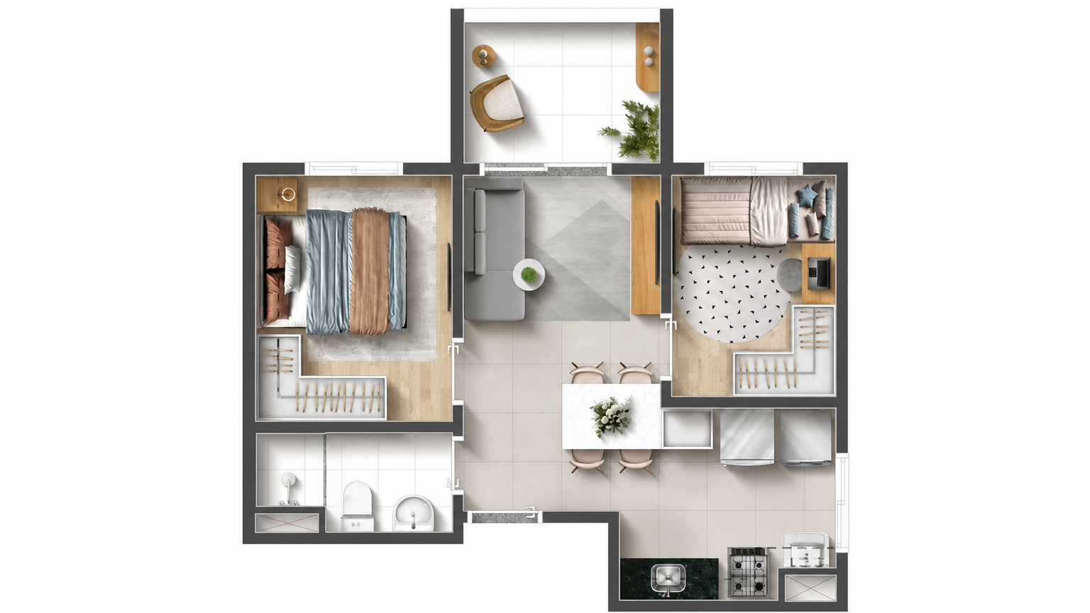 Planta 40,9 m² History Atlântica