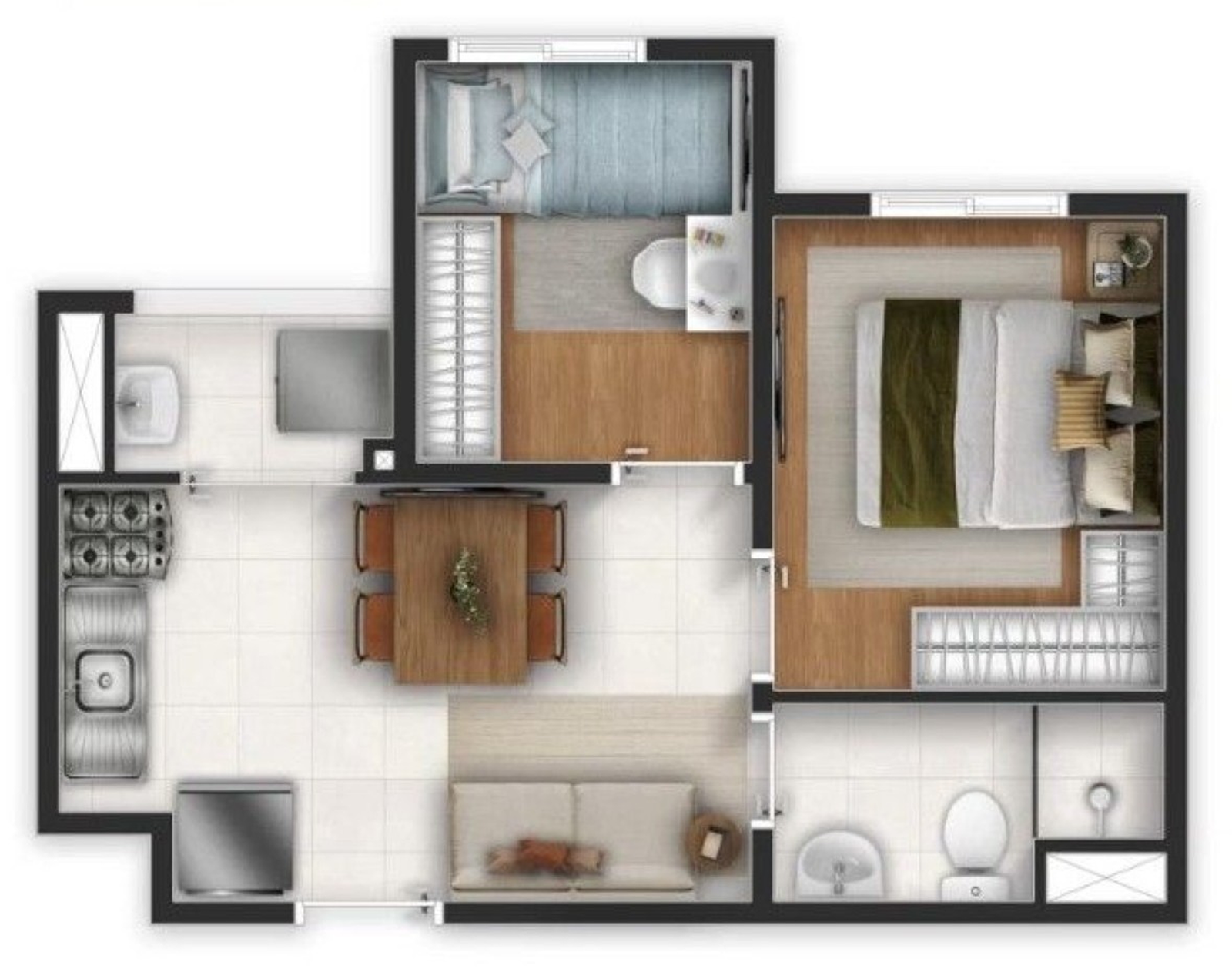 Planta 31 m² Novvo Estação Largo Treze
