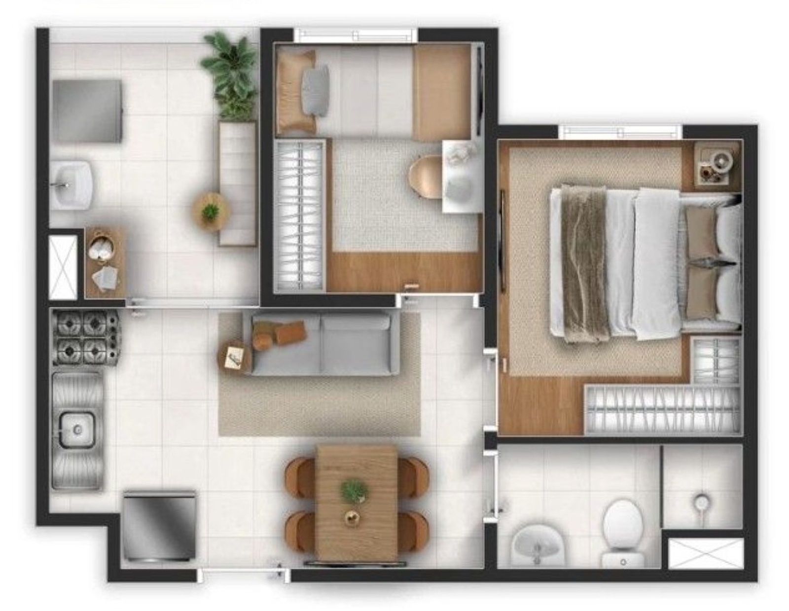 Planta 34 m² Novvo Estação Largo Treze