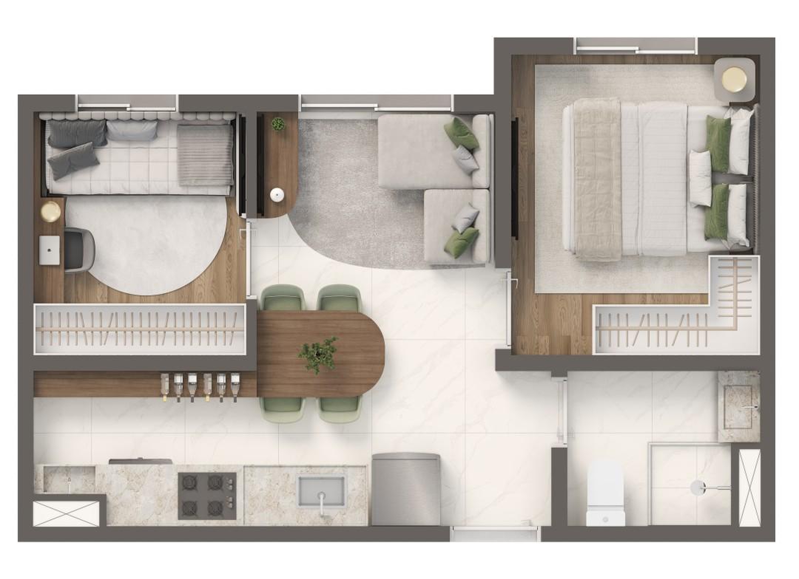 Planta 30 m² Vivaz Estação Santo Amaro