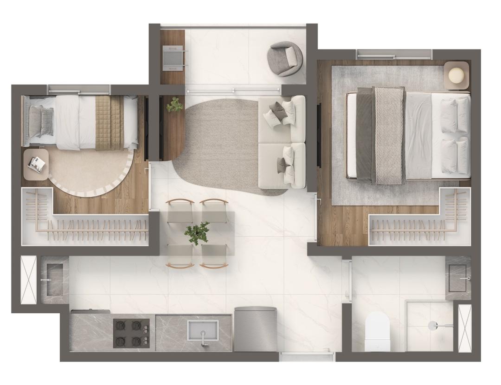 Planta 31 m² Vivaz Estação Santo Amaro