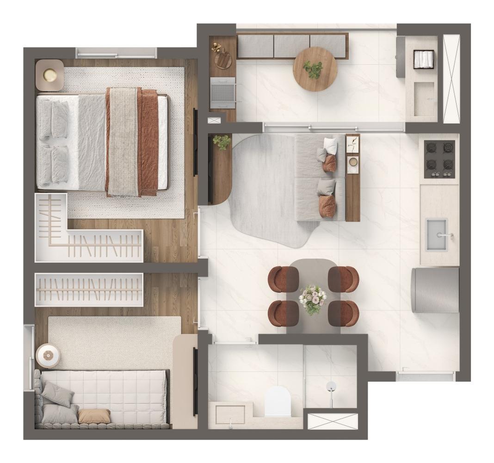 Planta 36 m² Vivaz Estação Santo Amaro