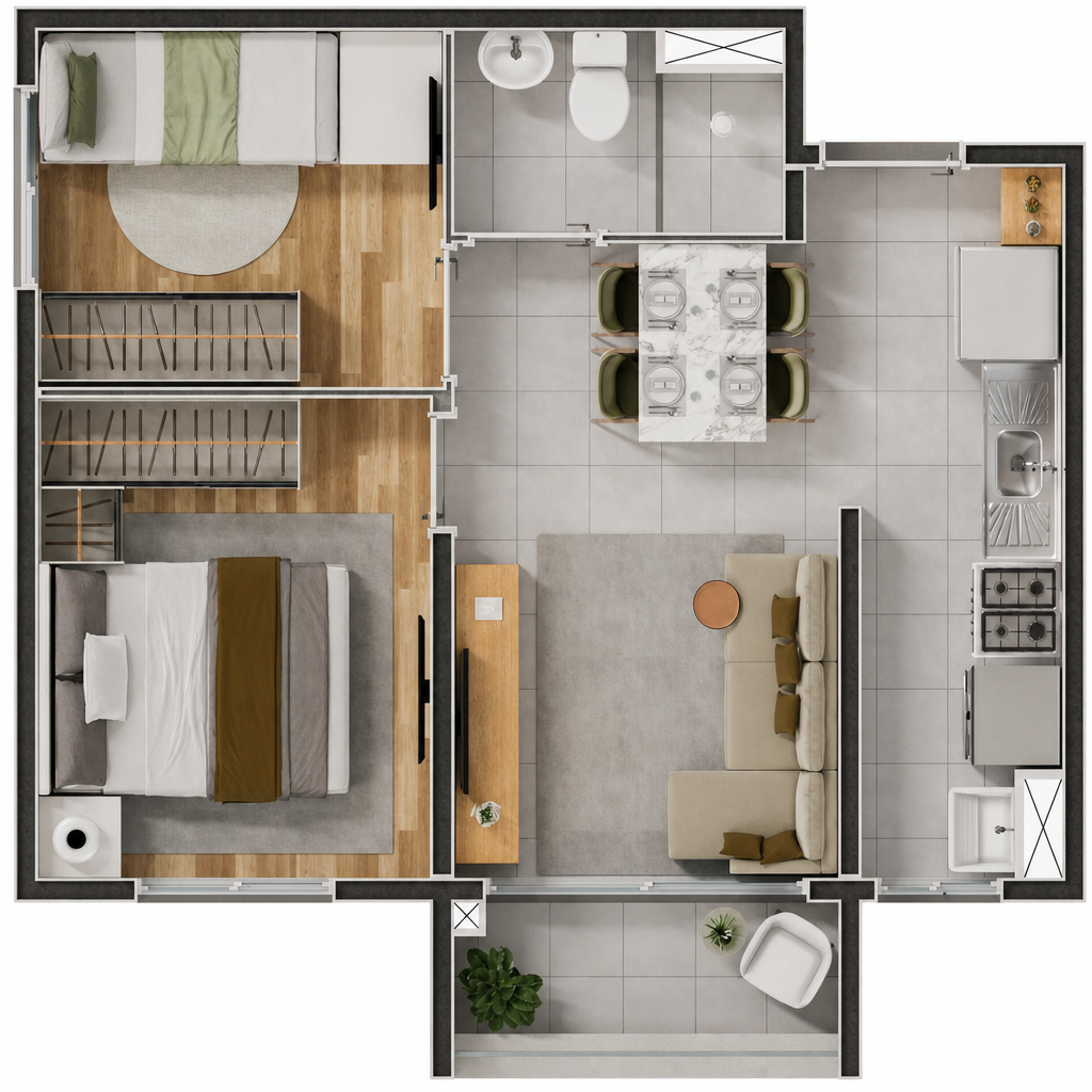 Planta 37 m² Abytá Nações Unidas