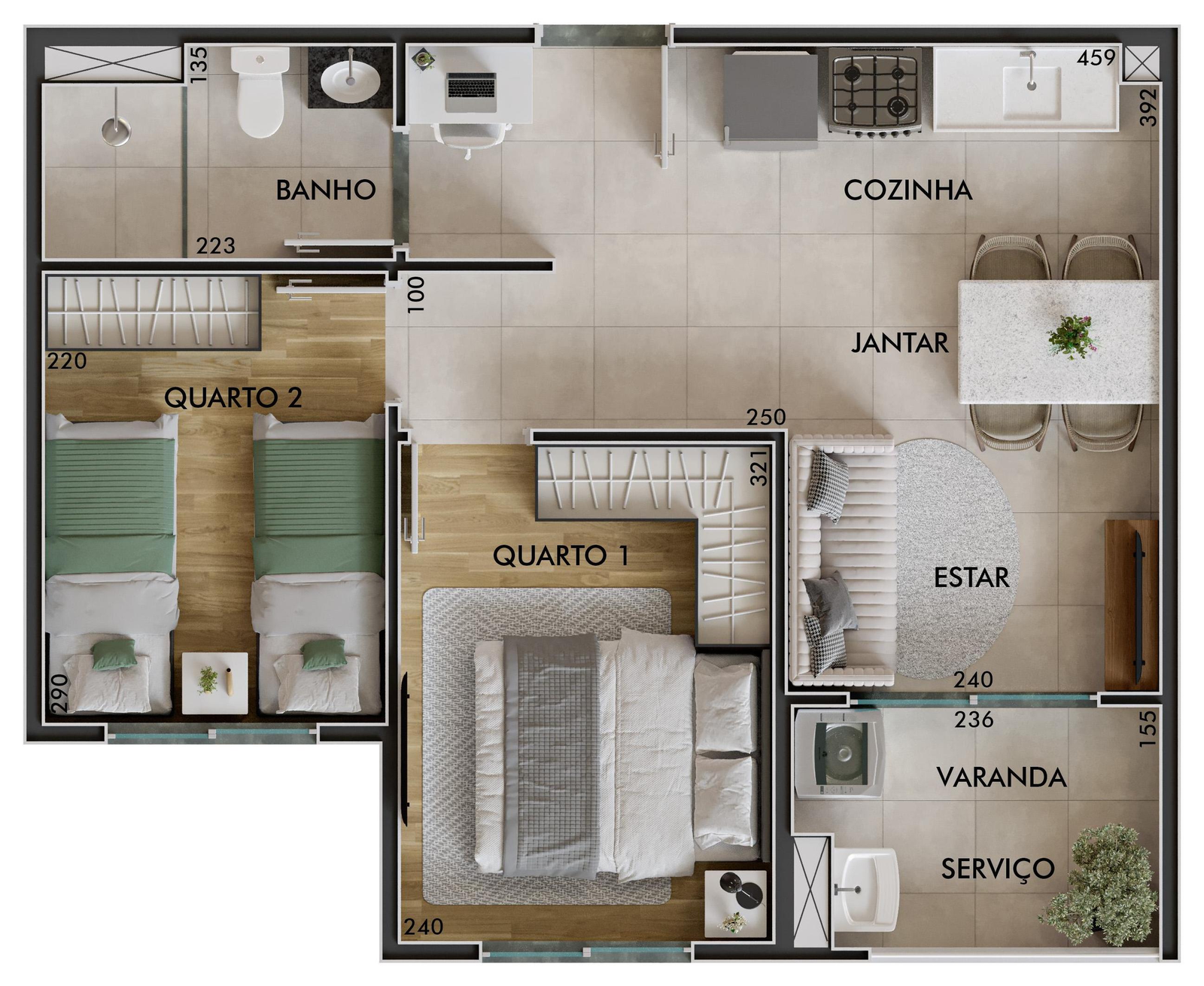 Planta 41,7 m² Sinfonia Santo Amaro Fase 1