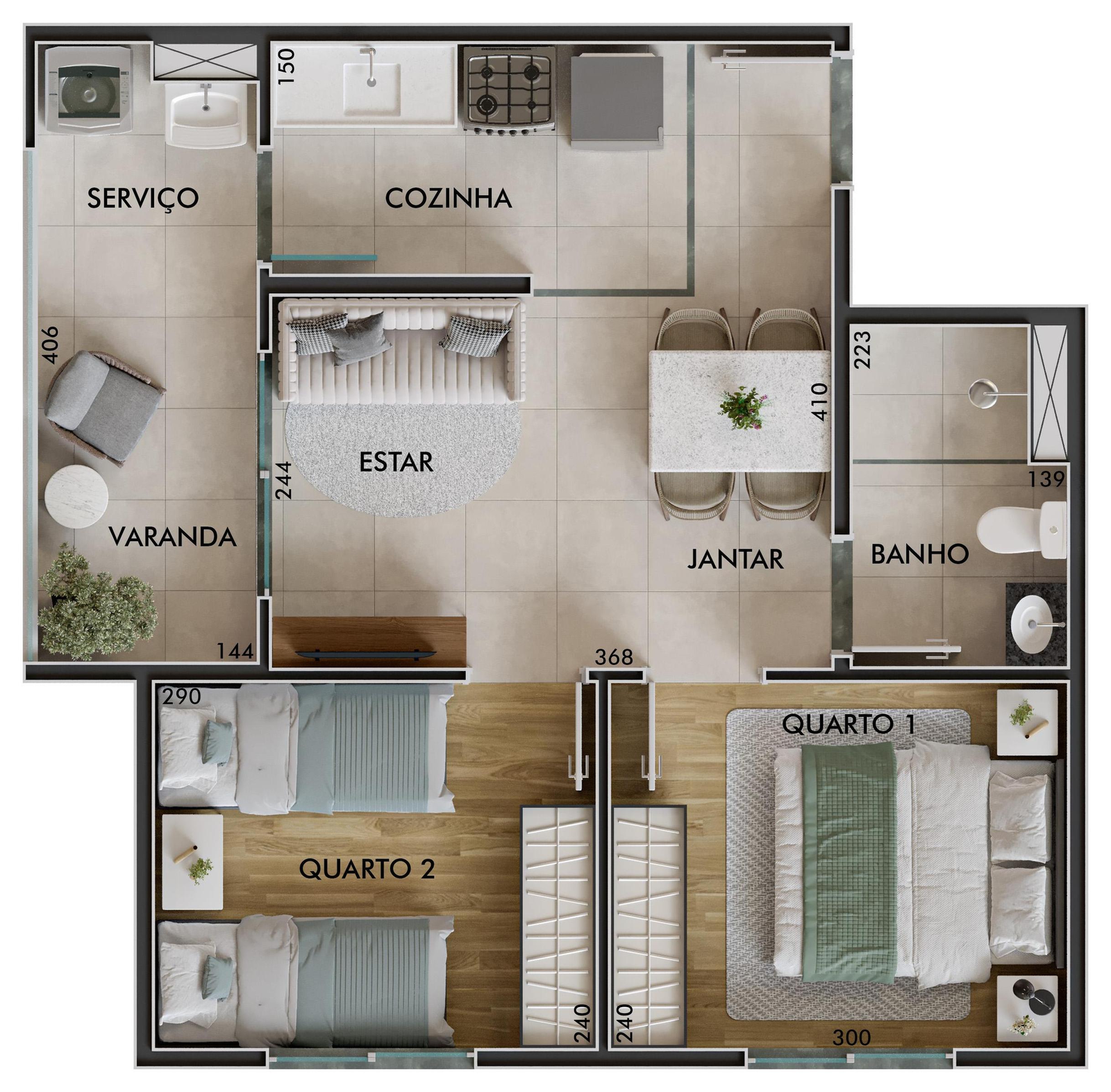Planta 43 m² Sinfonia Santo Amaro