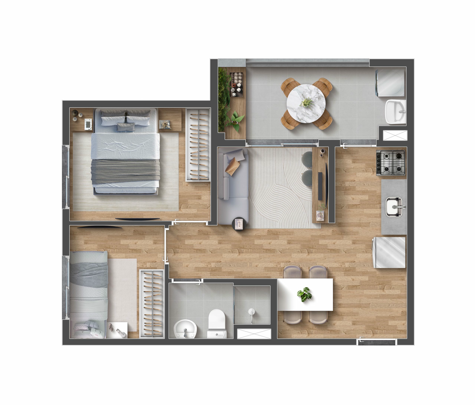 Planta 43,1 m² Vibra Nações Unidas